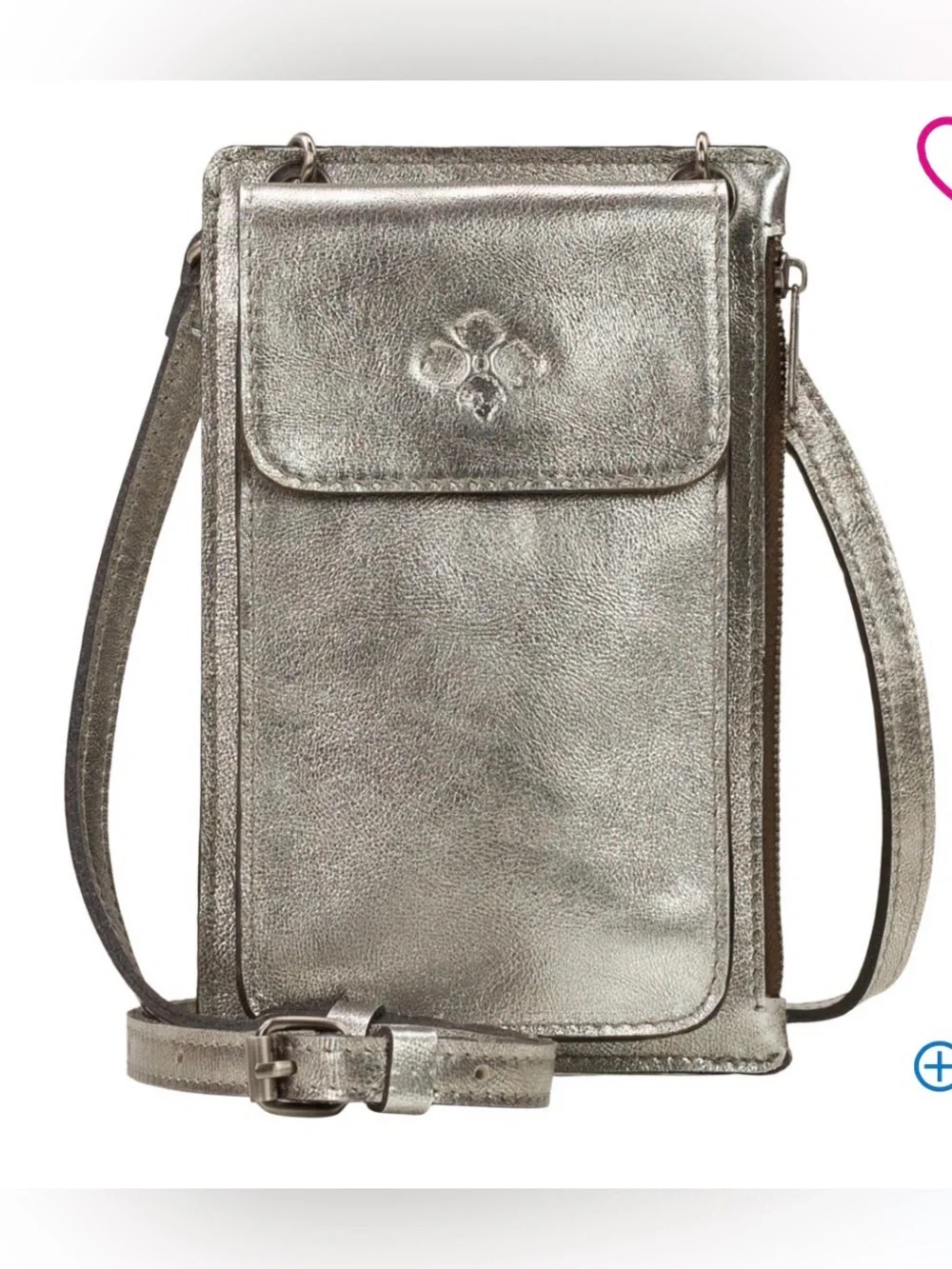 Nwt Patricia Nash metallic silver Chiavella Phone wallet Crossbody bag